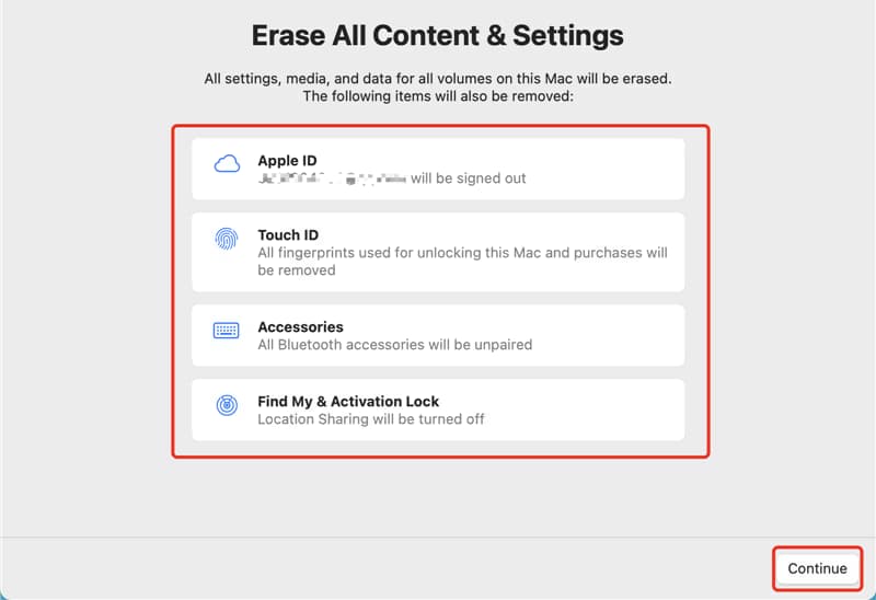 MAC OS Erase all content