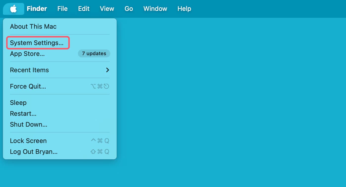 MAC OS Menu