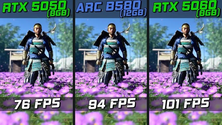 PC Centric сравнил GeForce RTX 5050, ARC B580 и GeForce RTX 5060 в 10 актуальных играх