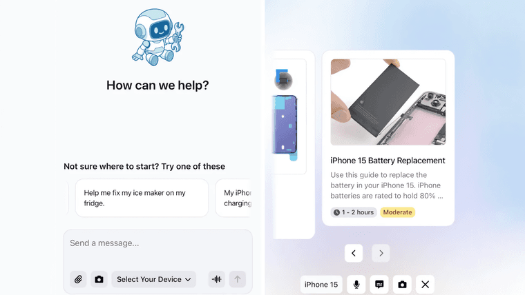 iFixit представила приложение с ИИ-ботом FixBot, который сам диагностирует поломки