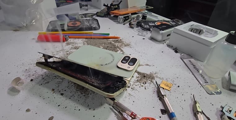 Аккумулятор Pixel 10 Pro Fold взорвался прямо во время тестов YouTube-блогера JerryRigEverything