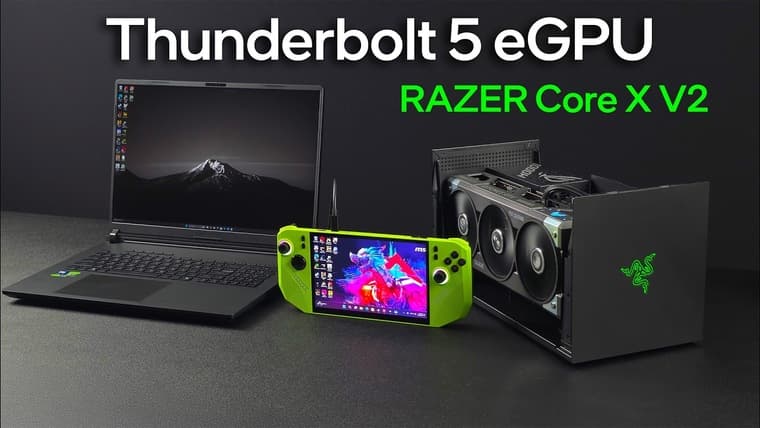 ETA PRIME подключил десктопную GeForce RTX 5090 через Razer Core X V2 к ноутбуку и провел тесты в 4K